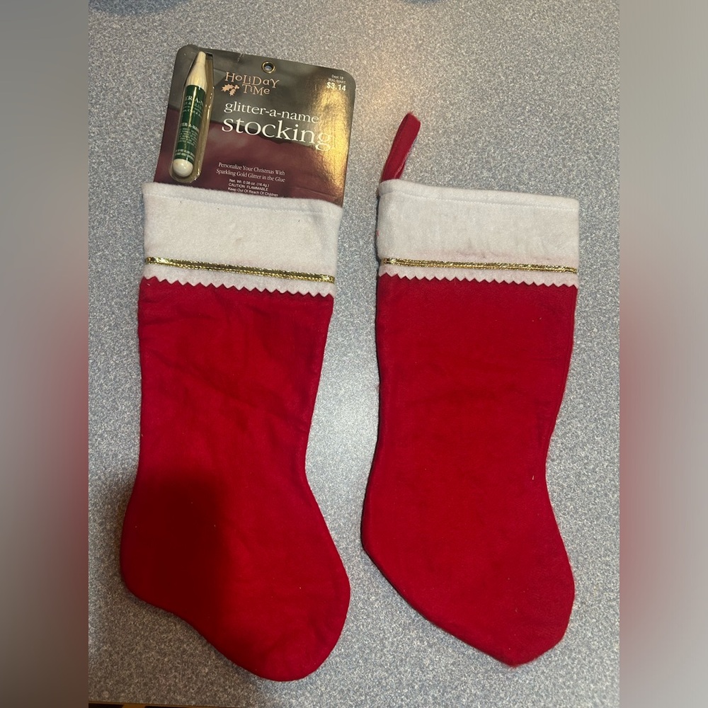 FREE with BUNDLE, Two Felt Christmas Stockings with Glitter Glue